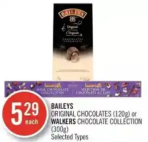 Shoppers Drug Mart Baileys original chocolates or walkers chocolate collection offer