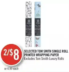Shoppers Drug Mart Tom smith single roll printed wrapping paper offer