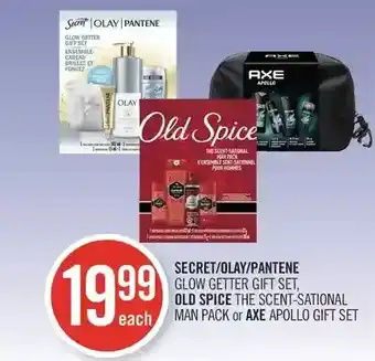 Shoppers Drug Mart Secret/olay/pantene glow getter gift set, old spice the scent-sational man pack or axe apollo gift set offer
