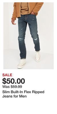 Old Navy Slim built-in flex ripped jeans for men offer