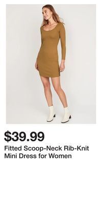 Old Navy Fitted scoop-neck rib-knit mini dress for women offer