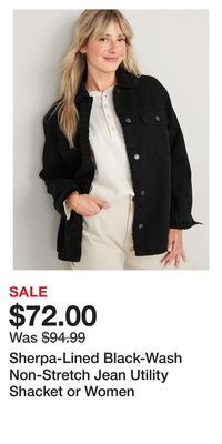 Old Navy Sherpa-lined black-wash non-stretch jean utility shacket or women offer