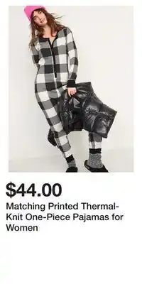 Old Navy Matching printed thermal-knit one-piece pajamas for women offer