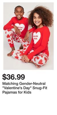 Old Navy Matching gender-neutral "valentine's day" snug-fit pajamas for kids offer