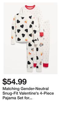 Old Navy Matching gender-neutral snug-fit valentine's 4-piece pajama set for kids offer