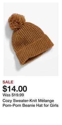 Old Navy Cozy sweater-knit mélange pom-pom beanie hat for girls offer