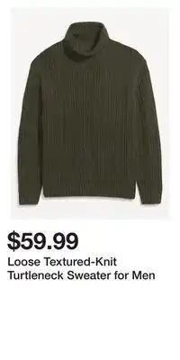 Old Navy Loose textured-knit turtleneck sweater for men offer