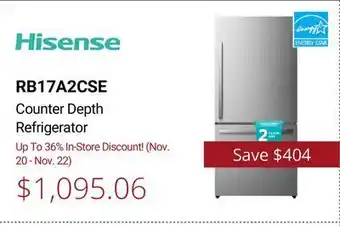 Canadian Appliance Source Hisense counter depth refrigerator offer