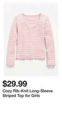 Old Navy Cozy rib-knit long-sleeve striped top for girls offer