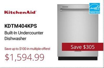 Canadian Appliance Source Kitchenaid built-in undercounter dishwasher offer