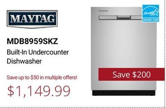 Canadian Appliance Source Maytag built-in undercounter dishwasher offer