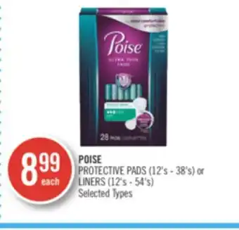 Shoppers Drug Mart Poise protective pads 12's-38's or liner (12's-54's) offer