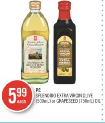 Shoppers Drug Mart Pc splendido extra virgin olive (500ml) or grapeseed (750ml) oil offer