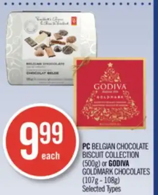 Shoppers Drug Mart Pc belgian chocolate biscuit collection (500g) or godiva goldmark chocolates (107g - 108g) offer