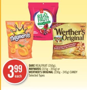Shoppers Drug Mart Dare realfruit (350g), maynards (315g - 355g) or werther's original (230g - 245g) candy offer