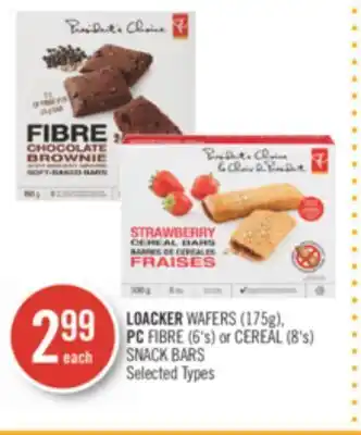 Shoppers Drug Mart Loacker wafers (175g), pc fibre (6's) or cereal (8's) snack bars offer
