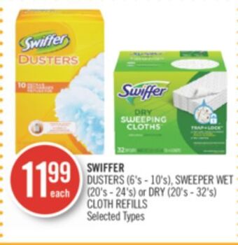 Shoppers Drug Mart Swiffer dusters (6's - 10's), sweeper wet (20's - 24's) or dry (20's - 32's) cloth refills offer