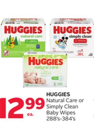 Rexall Huggies natural care or simply clean baby wipes offer