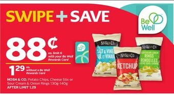 Rexall Nosh & co. potato chips, cheese stix or sour cream & onion rings offer