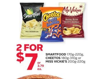 Rexall Smartfood 170g-220g, cheetos 180g-310g or miss vickie's 200g-220g offer