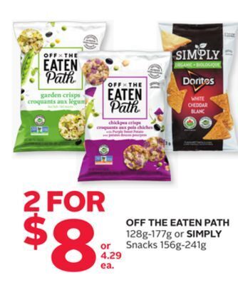 Rexall Off the eaten path 128g-177g or simply snacks 156g-241g offer