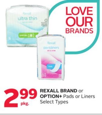 Rexall Rexall brand or option + pads or liners offer
