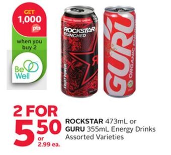 Rexall Rockstar 473ml or guru 355ml energy drinks offer