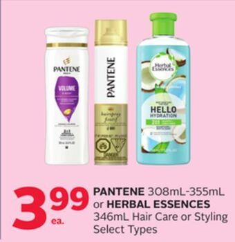 Rexall Pantene 308ml-355ml or herbal essences 346ml hair care or styling offer