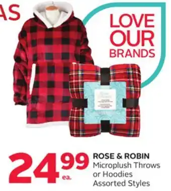 Rexall Rose & robin microplush throws or hoodies offer