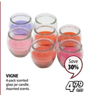 JYSK Vigne 4-pack scented glass jar candle offer