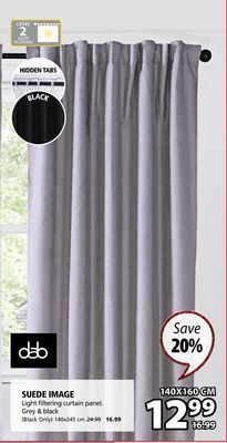 JYSK Suede image light filtering curtain panel offer