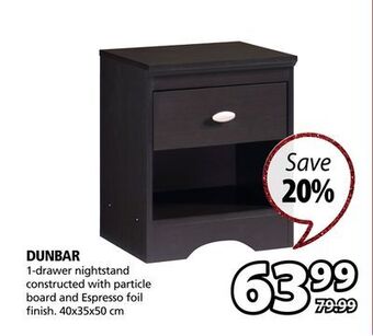 JYSK Dunbar 1-drawer nightstand offer