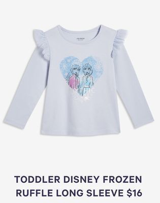 Joe Fresh Toddler disney frozen ruffle long sleeve offer