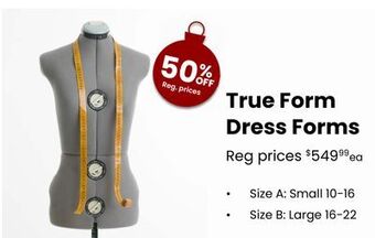 Fabricland True form dress forms offer
