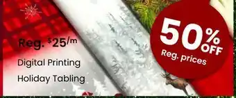 Fabricland Printing holiday tabling offer