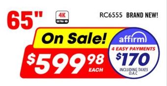 Factory Direct Rca 65" 4k uhd led tv offer