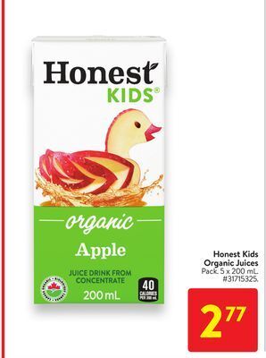 Walmart Honest kids organic juices offer