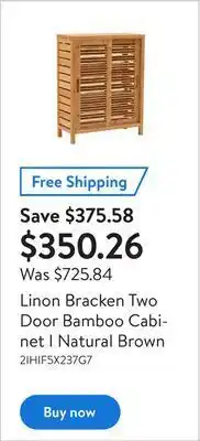 Walmart Linon bracken two door bamboo cabinet i natural brown offer