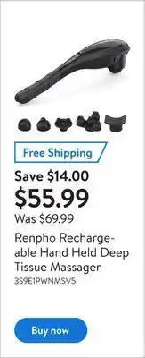 Walmart Renpho rechargeable hand held deep tissue massager offer