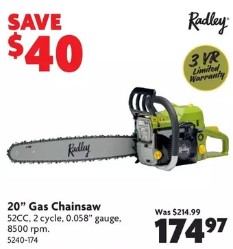 Home Hardware 20" gas chainsaw offer