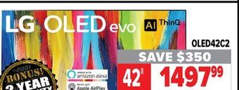 2001 Audio Video Lg 42" alpha 9 gen 5 ai processor 4k @ 120hz tv offer