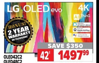 2001 Audio Video Lg 42" oled evo 4k self-lighting dolby atmos offer