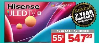 2001 Audio Video Hisense 55" uled 4k quantum dot dot google tv google tv offer