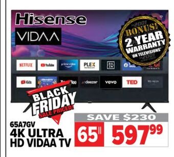 2001 Audio Video Hisense 4k ultra hd vidaa tv offer