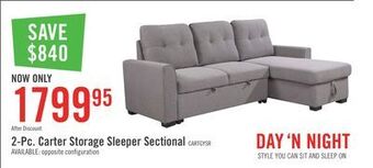 The Brick Carter 2-piece linen-look fabric right-facing sleeper sectional - solis grey offer