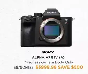 Henry's Sony alpha a7r iv (a) mirrorless camera body only offer