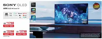Visions Electronics Sony 55" a80k oled 4k smart tv offer