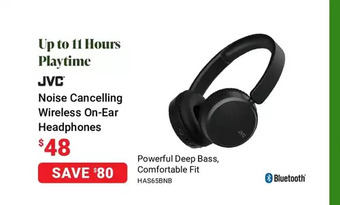 Visions Electronics Jvc noise cancelling wireless on-ear headphones offer
