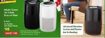 Visions Electronics Instant air purifier with night mode offer