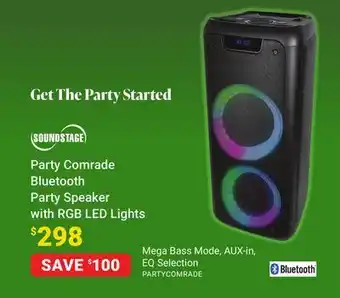 Visions Electronics Soundstage party comrade bluetooth party speaker with rgb led lights offer